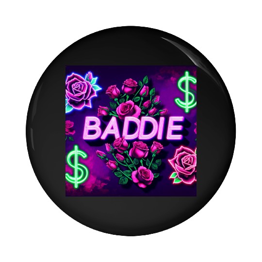 BADDIE in Neon Pink Pin Buttons