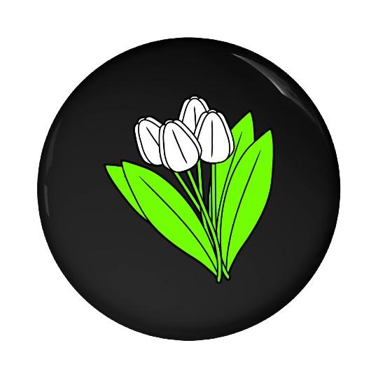 White Tulips Bouquet Spring Summer Beauty Flowers Pin Buttons