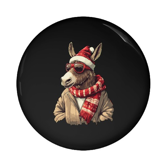 Donkey Christmas / Santa Claus Donkey Pin Buttons