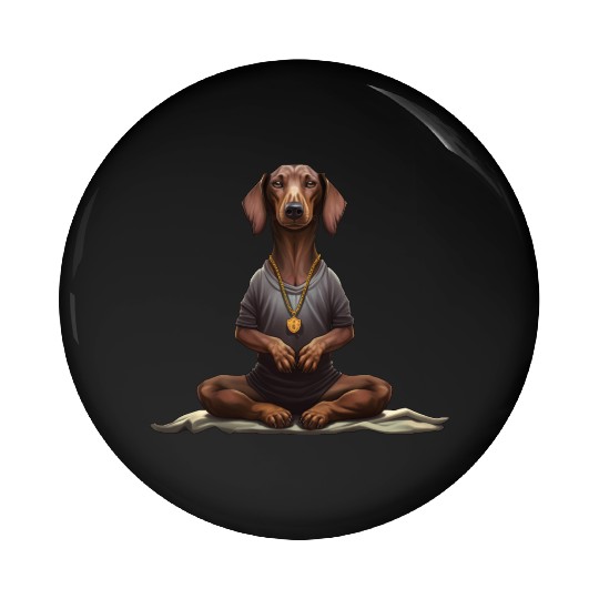Yoga Dachshund Pin Buttons