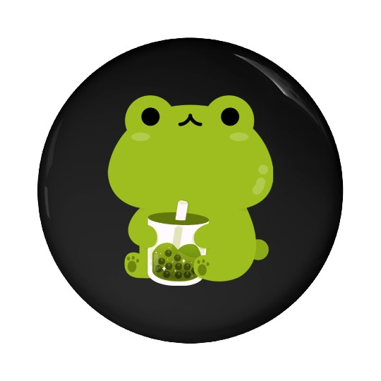 Green Boba Frog Pin Buttons