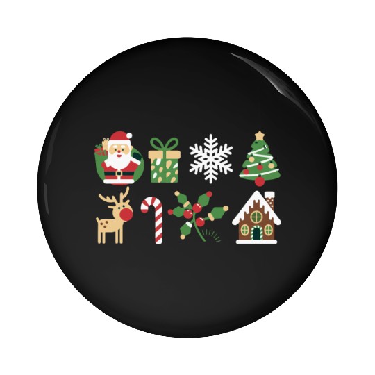 Christmas Icons Santa Tree Reindeer Festive Family Pin Buttons