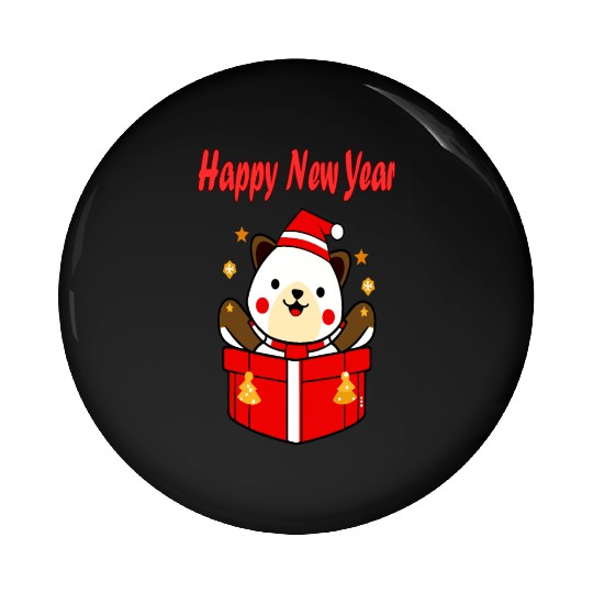 Festive Teddy Bear New Year Design Pin Buttons