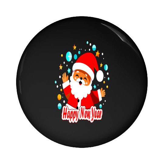 Happy New Year Santa Claus - Festive Holiday Cheer Pin Buttons
