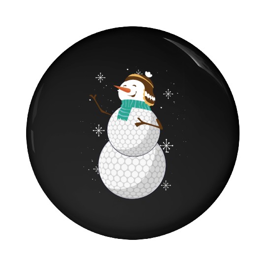 Snowman with Golf Ball Body and Winter Charm Pin Buttons