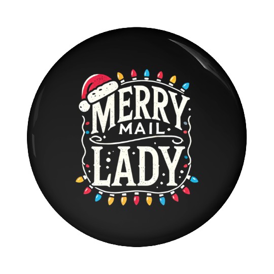 Merry Mail Lady Christmas Santa Pin Buttons