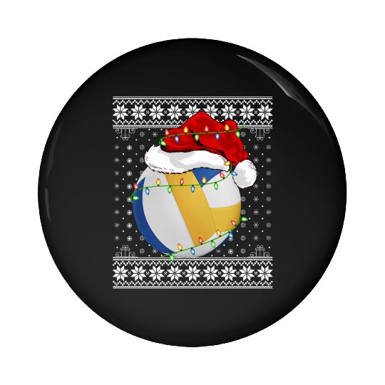 Volleyball Player Ugly Christmas Pin Buttons