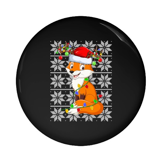 Fox Reindeer Christmas Lights Pin Buttons