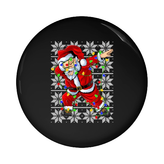 Dabbing Santa Christmas Lights Pin Buttons
