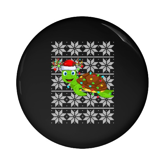 Sea Turtle Christmas Lights Pin Buttons