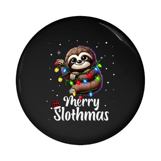 Merry Slothmas Christmas Pajama for Sloth Lovers Pin Buttons