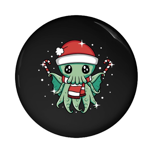 Christmas Cthulhu Pin Buttons