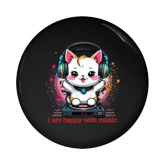 My happy cat musician Pin Buttons