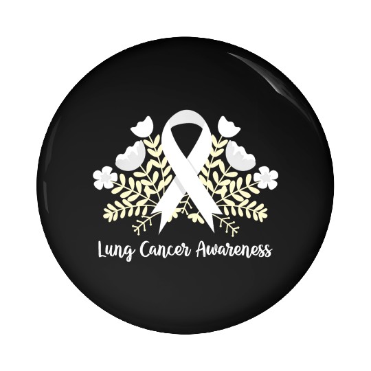 Lung Cancer Awarenss White Ribbon Floral Pin Buttons