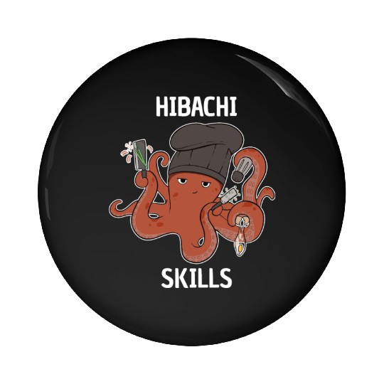 Hibachi Skills Chef Squid Octopus Pin Buttons