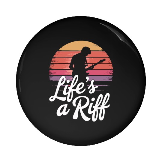 Guitar Player Life's a Riff Sunset Vibes Pin Buttons