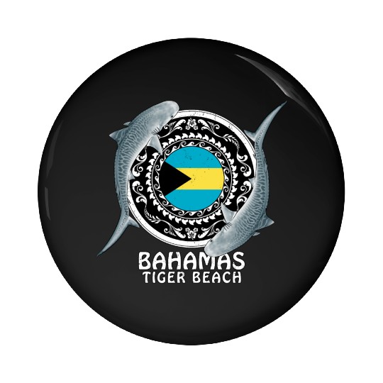 Tiger Beach Bahamas Flag Tiger Shark Bull Shark Pin Buttons