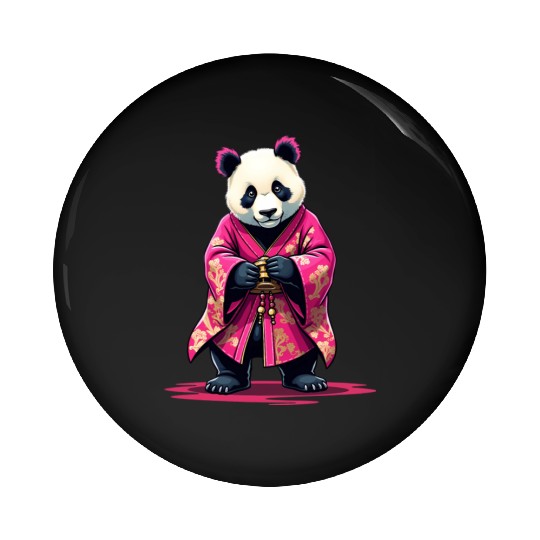 Pink Panda Japanese Style Kimono Pin Buttons