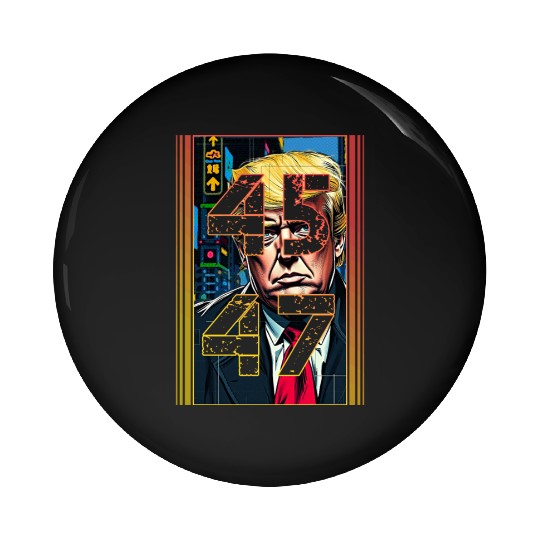 Trump 45 47 Pop Art Portrait Pin Buttons