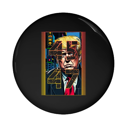 Trump 45 47 Pop Art Portrait Pin Buttons