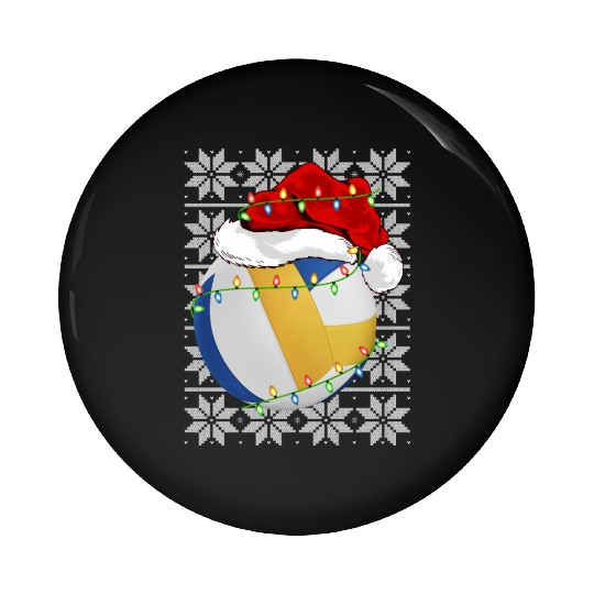 Volleyball Santa Pin Buttons