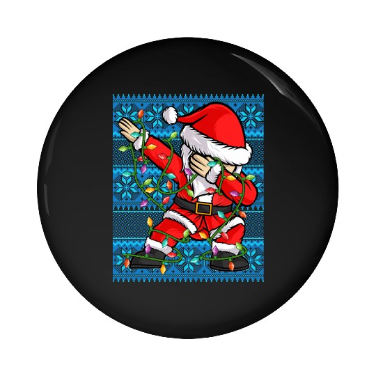 Dabbing Santa Christmas Lights Pin Buttons