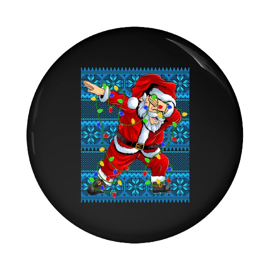 Dabbing Santa Christmas Tree Lights Pin Buttons