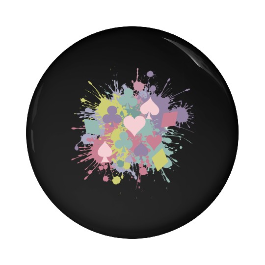 Paint Splatter Playing Card Suits Design Pin Buttons