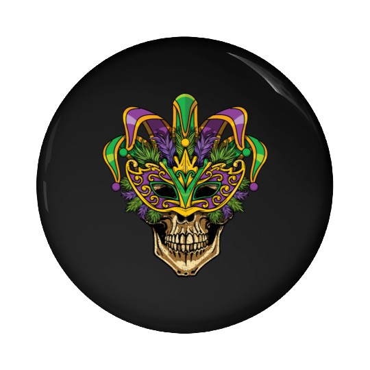 Sugarskull Mask Beads Festival Parade Mardi Gras Pin Buttons