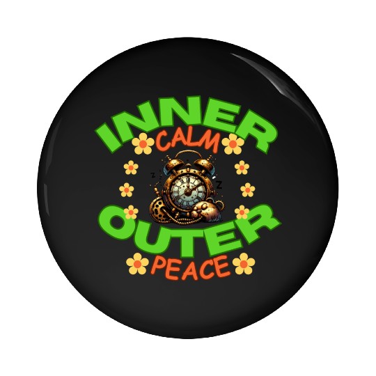 Inner calm outer peace calm yoga saying Pin Buttons