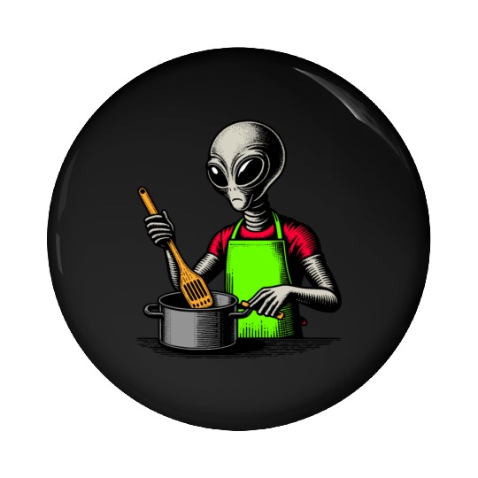 Grey Alien Cook Pin Buttons