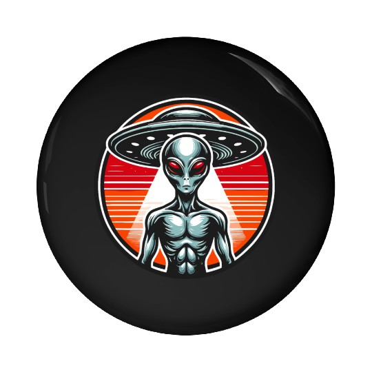 Grey Alien on Mars Pin Buttons
