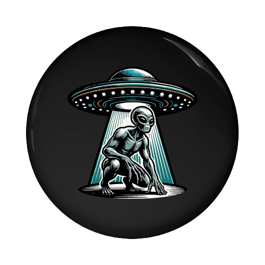 Grey alien UFO Pin Buttons