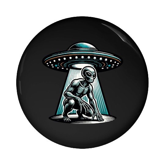 Grey alien UFO Pin Buttons