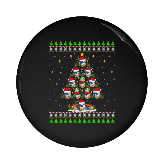 Volleyball Christmas Tree Pin Buttons
