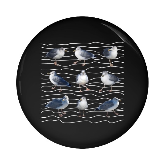 seagull sea ocean sailing coast Pin Buttons