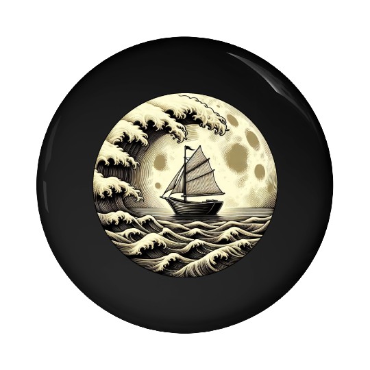 Vintage Sailboat Monohull Tsunami Storm Pin Buttons