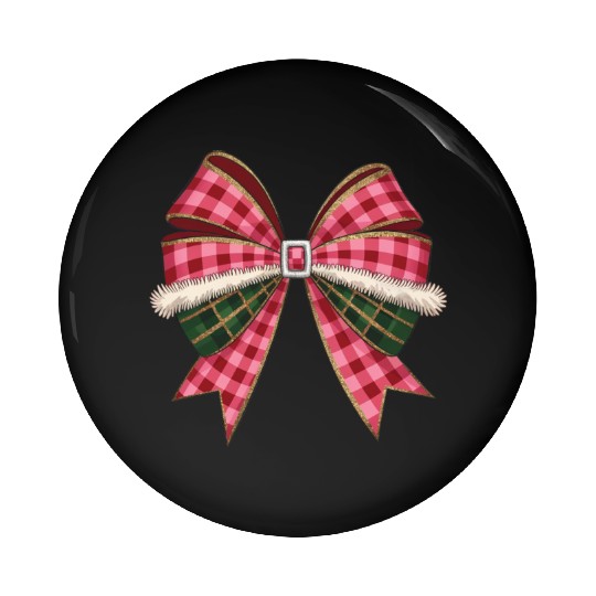 Christmas Coquette Bow, Christmas Pin Buttons