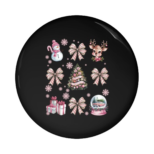 Christmas Coquette Bow, Cute Christmas Snowman Pin Buttons