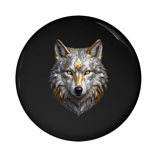 Majestic Silver/Gold Wolf Pin Buttons
