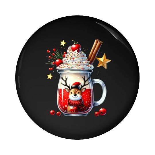 Christmas Drink Coffee Reindeer Pin Buttons