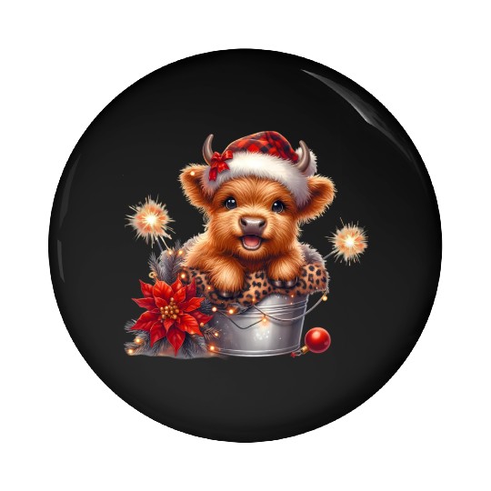 Christmas Merry Christmas For Gift Highland Cow Pin Buttons