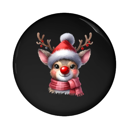 Reindeer Christmas, Cute Christmas Pin Buttons