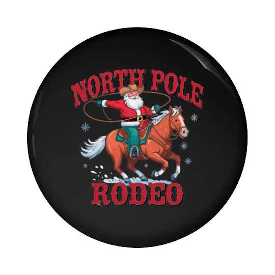 Cowboy Santa Horseback Santa Claus Horse Christmas Pin Buttons