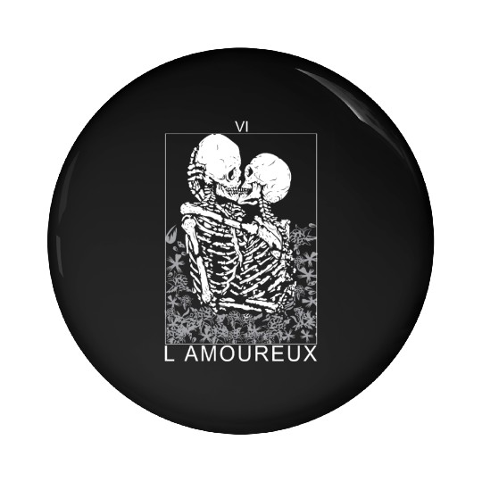 Tarot Card Kissing Skeleton Love Skull Bones Pin Buttons