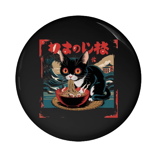 Funny Cat Ramen Japanese Cute Cat Pin Buttons