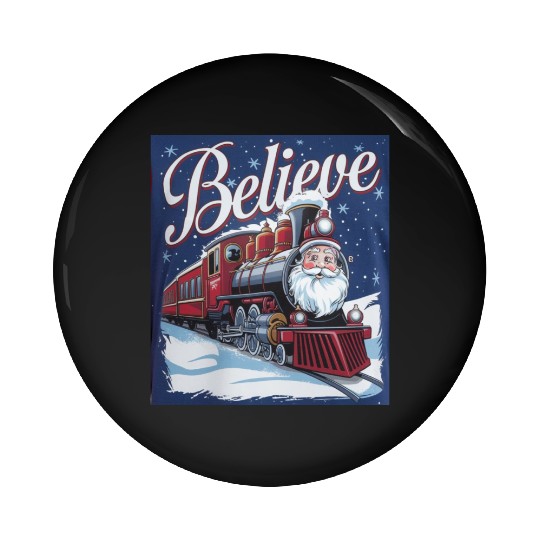 Believe Train North Pole Xmas Santa Claus Christma Pin Buttons