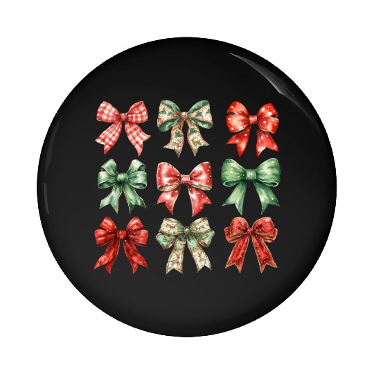 Christmas Coquette Bow, Cute Christmas Pin Buttons