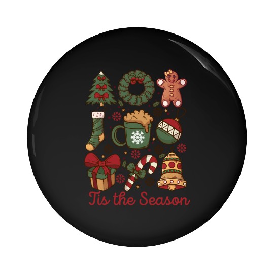 Tis the Season Retro Coquette Cute Christmas Pin Buttons