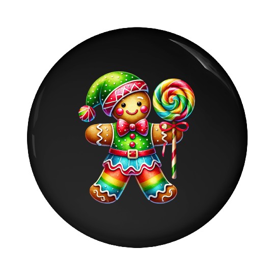 Gingerbread Christmas, Merry Christmas, Candy Pin Buttons